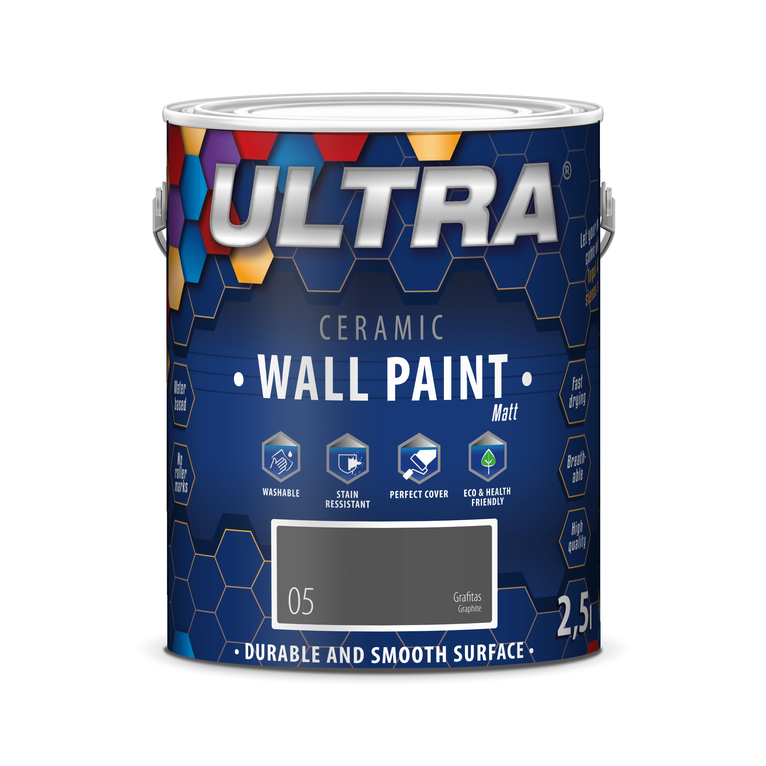 Interjero sienų dažai Ultra 2,5L 5 Grafitas Kategorija: Dažai sienoms