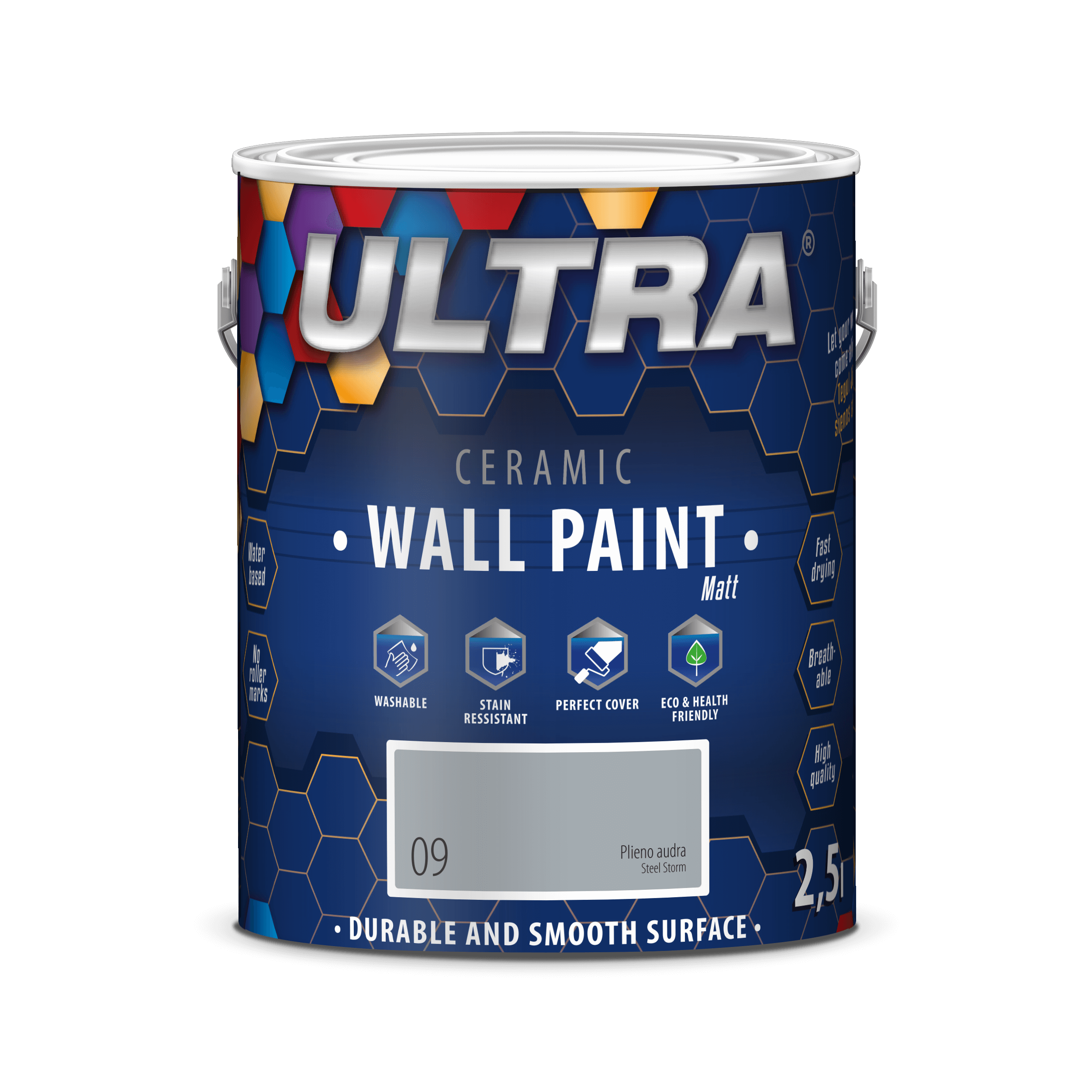 Interjero sienų dažai Ultra 2,5L 9 Plieno audra Kategorija: Dažai sienoms