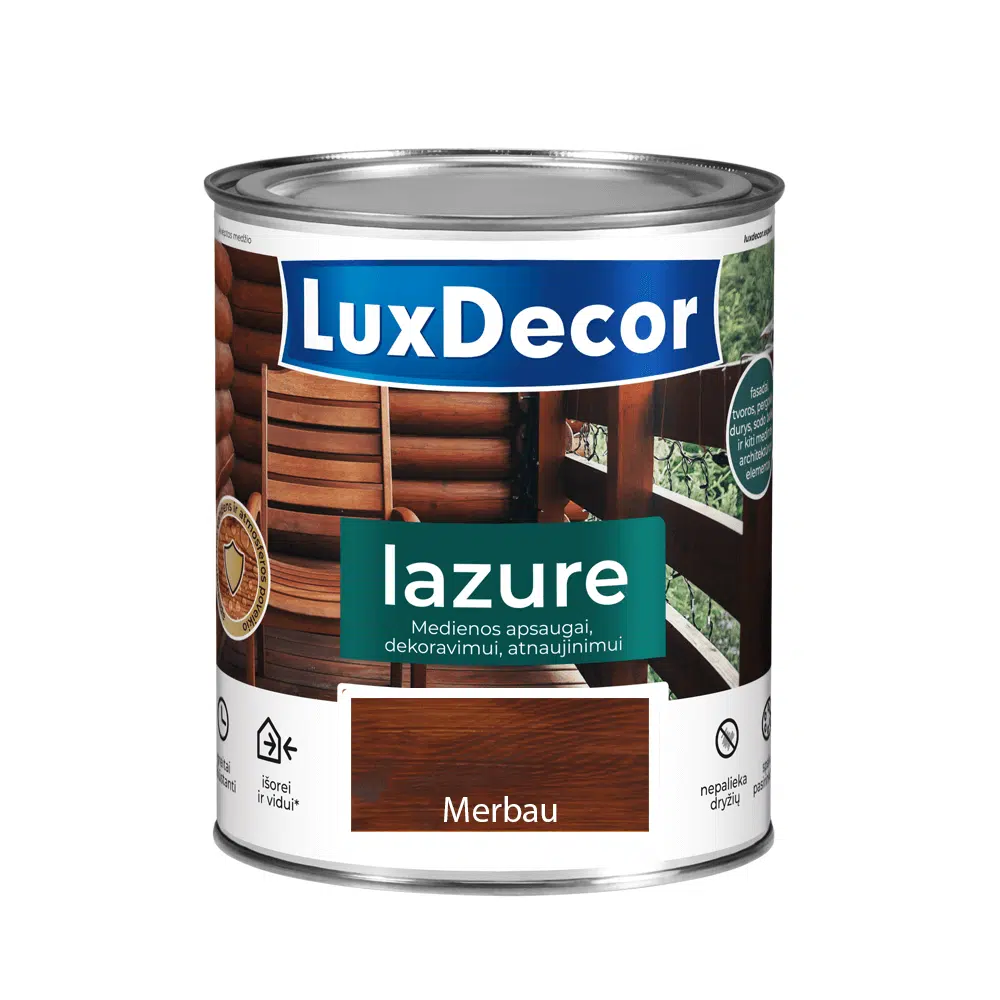 Medienos impregnantas LuxDecor Lazure merbau, 0,75l