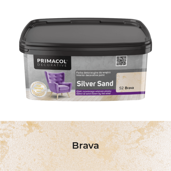 Struktūriniai dekoratyvniai dažai silver sand s2 brava