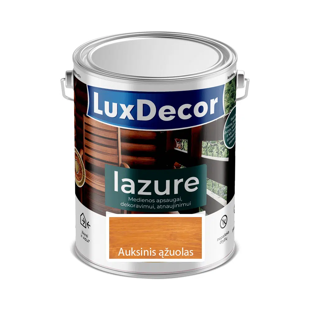 Medienos impregnantas LuxDecor Lazure auksinis ąžuolas 2,2l