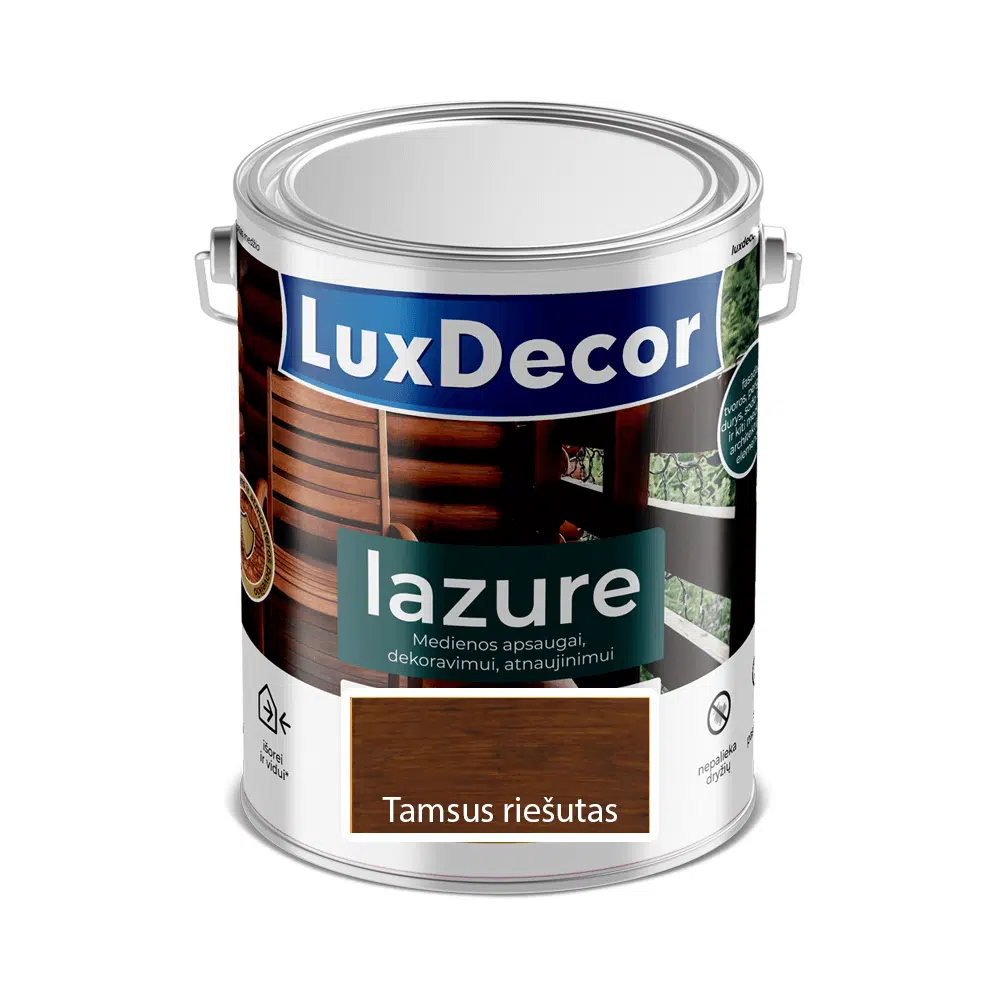 Medienos impregnantas LuxDecor Lazure tamsus riešutas 2,2l