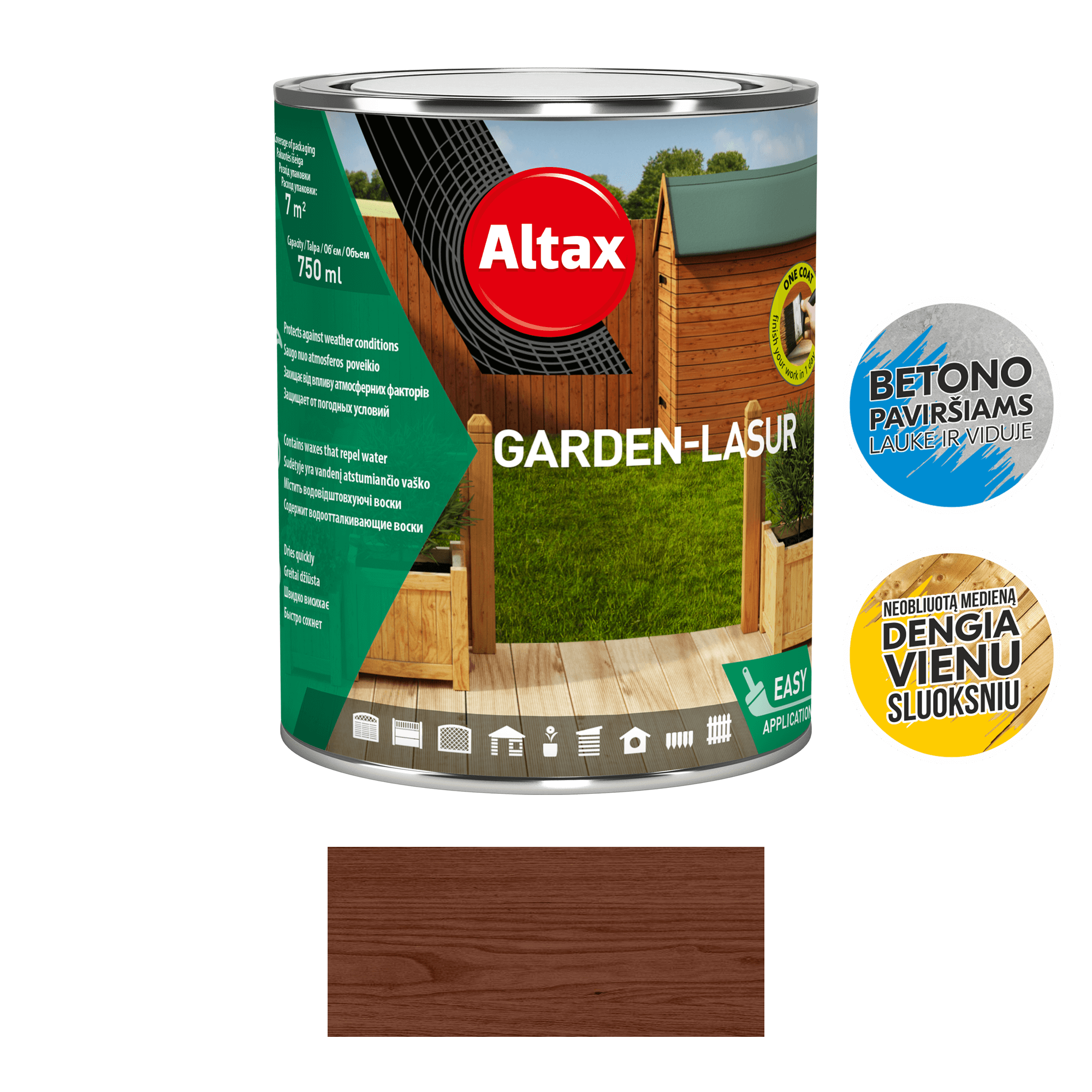 Impregnantas su vašku Altax Garden-Lasur rudas, 0,75l Kategorija: medienos impregnantai