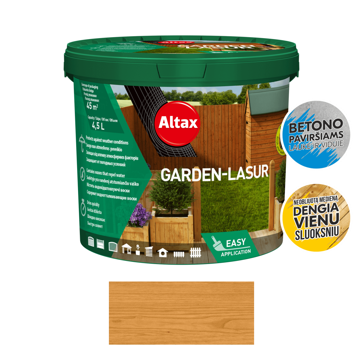 Impregnantas su vašku Altax Garden-Lasur pinia 4,5l Kategorija: medienos impregnantai