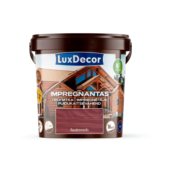 Dekoratyvinis impregnantas medienai LuxDecor raudonmedis 1l Kategorija: medienos impregnantai