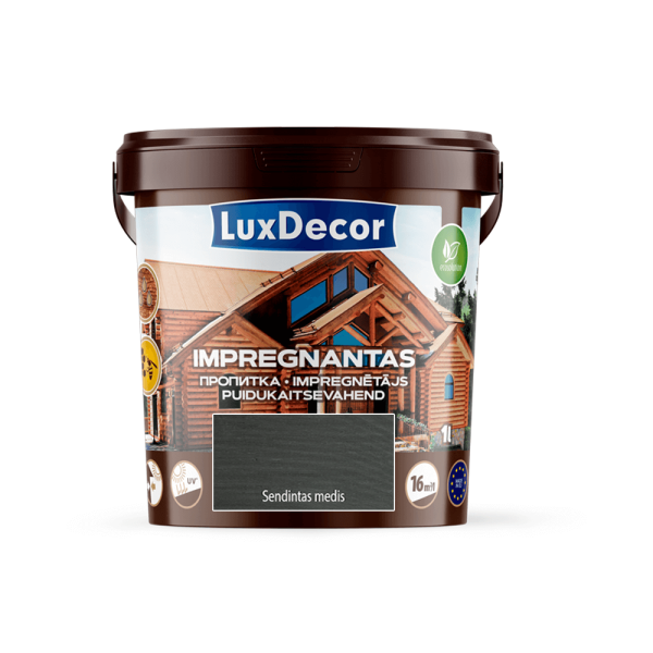 Dekoratyvinis impregnantas medienai LuxDecor sendintas medis 1l Kategorija: medienos impregnantai