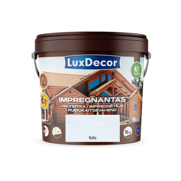 Dekoratyvinis impregnantas medienai LuxDecor baltas 5l Kategorija: medienos impregnantai