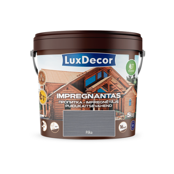 Dekoratyvinis impregnantas medienai LuxDecor pilka 5l Kategorija: medienos impregnantai