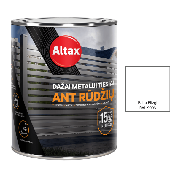Altax dažai metalui ant rūdžių, Balta blizgi RAL 9003